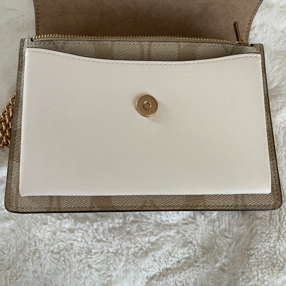 Coach Mini Klare Crossbody Bag In Signature Canvas/Gold/Sand/Chalk - Picture 14 of 16